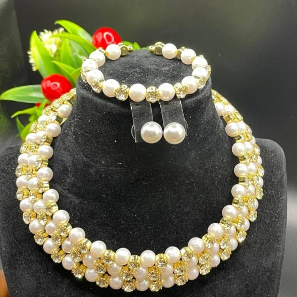 Gold Pearl and Stone Jewelry set