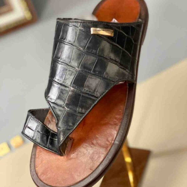 Leather Sole Slide Slipper For Men