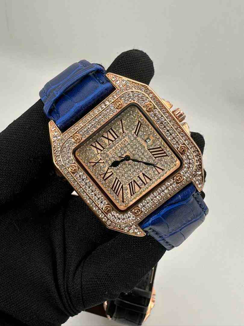 Stone Cartier Leather Wristwatch for Men