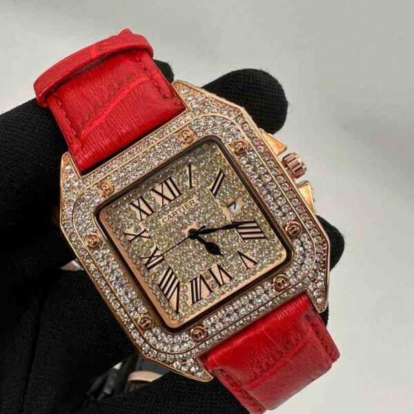 Stoned Cartier Leather Watch